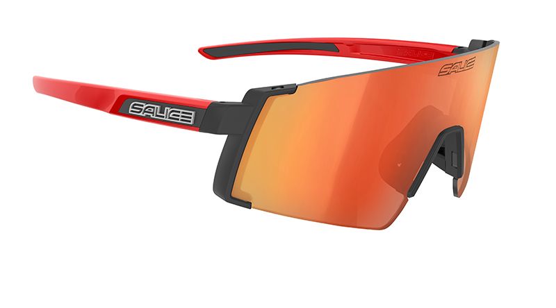Sonnenbrille schwarz mit Glas in der Farbe rot