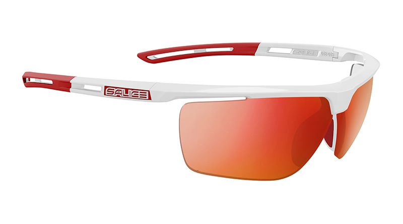 Sonnenbrille  weiss mit Glas in der Farbe rot