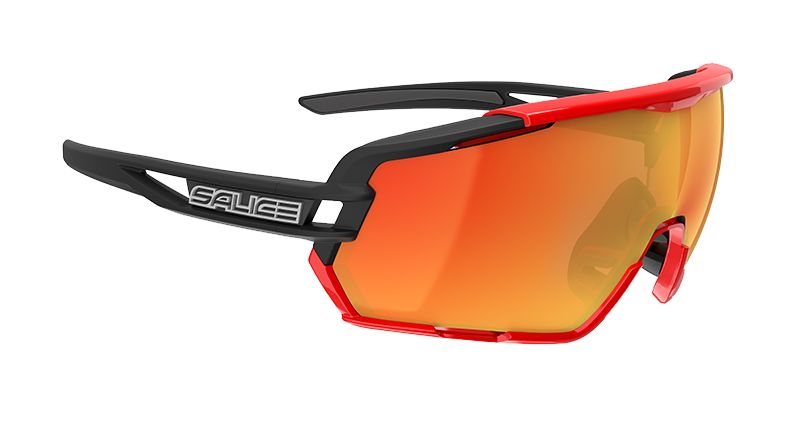 Sonnenbrille  schwarz-rot mit Glas in der Farbe rot