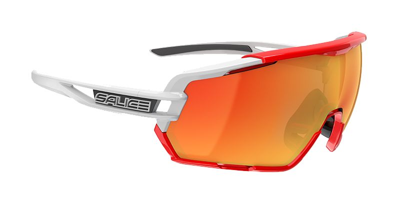 Sonnenbrille  weiss-rot mit Glas in der Farbe rot