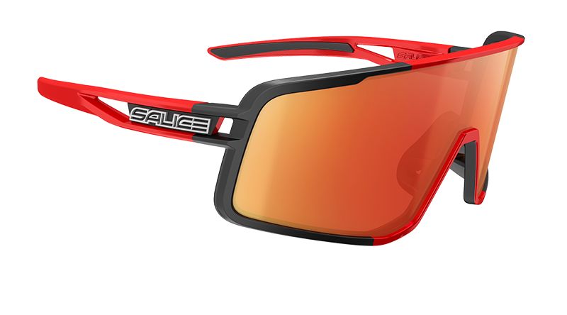 Sonnenbrille  schwarz-rot mit Glas in der Farbe rot