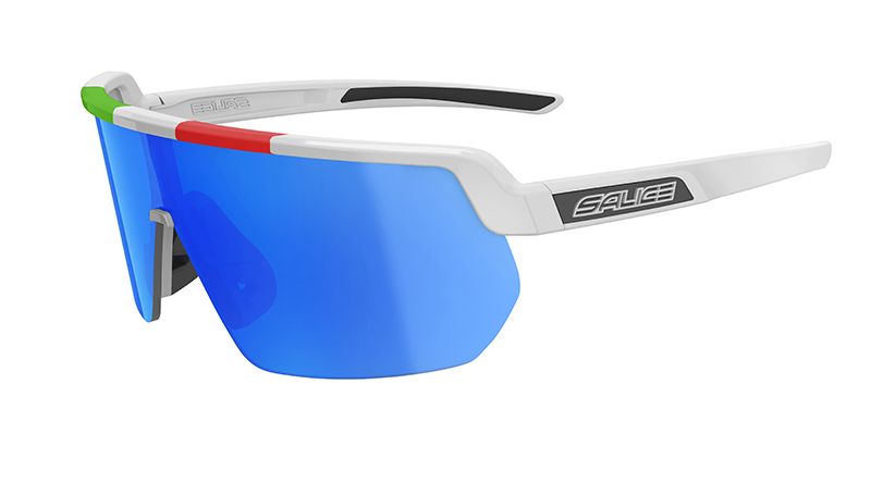 Sonnenbrille  weiss mit Glas in der Farbe blau