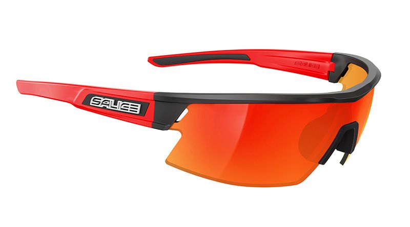 Sonnenbrille  schwarz rot mit Glas in der Farbe rot