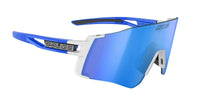 Sonnenbrille  weiss mit Glas in der Farbe blau