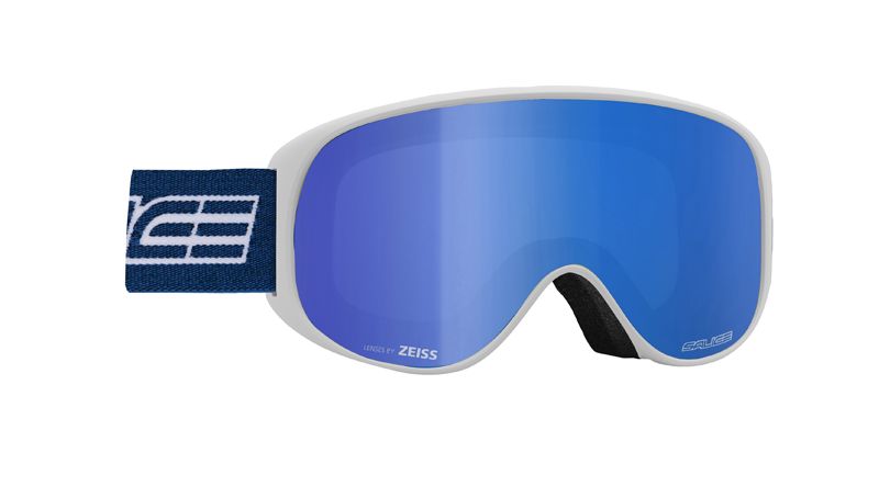 Skibrille weiss mit Glas in der Farbe rw blau