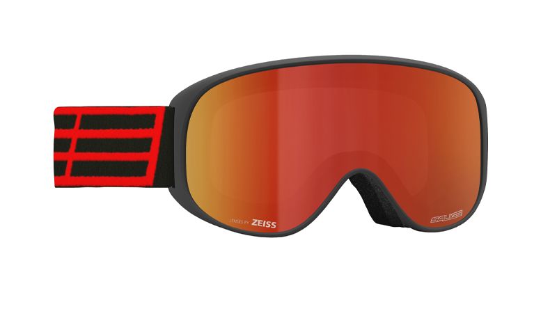 Skibrille schwarz/rot mit Glas in der Farbe rot