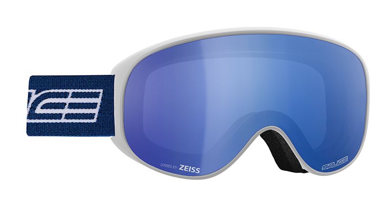 Skibrille weiss mit Glas in der Farbe blau