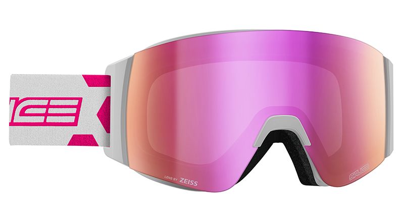 Skibrille weiss  Brillenglas violett