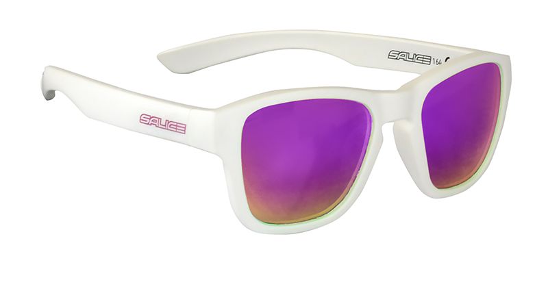Sonnenbrille  weiss mit Glas in der Farbe violett