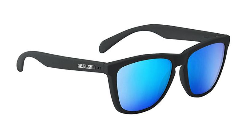 Sonnenbrille  schwarz mit Glas in der Farbe blau