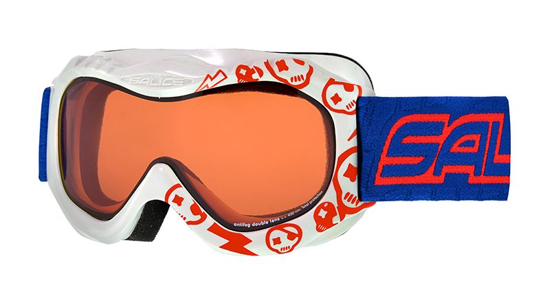 Skibrille weiss-rot  Brillenglas orange