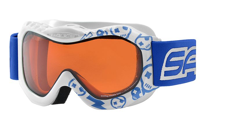 Skibrille weiss-blau  Brillenglas orange