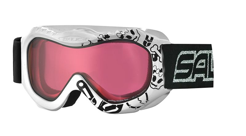 Skibrille weiss-schwarz  Brillenglas rosa