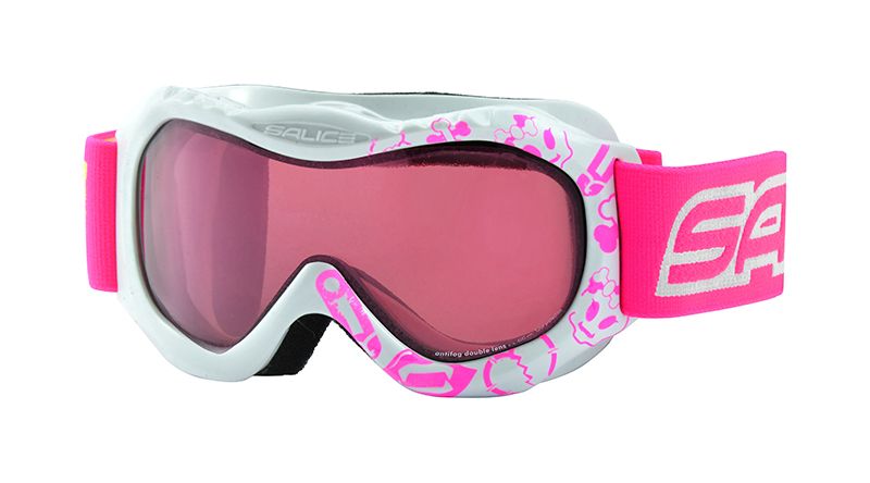 mascher da Ski weiss-fuchsia  Brillenglas rosa