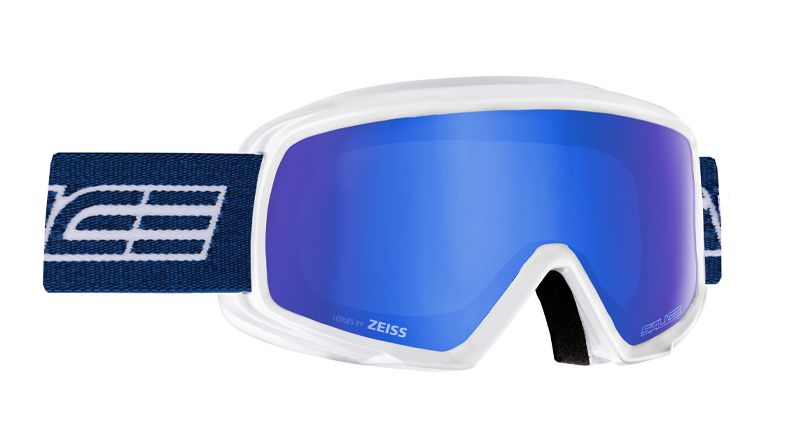 Skimaske weiss  Brillenglas blau