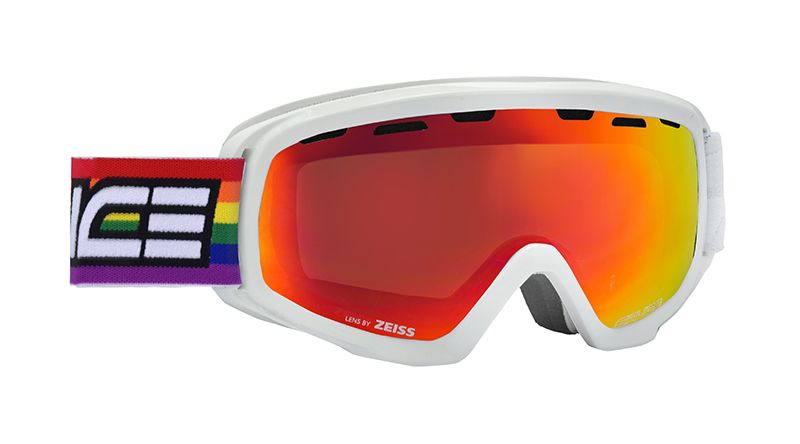 Skimaske weiss  Brillenglas rot