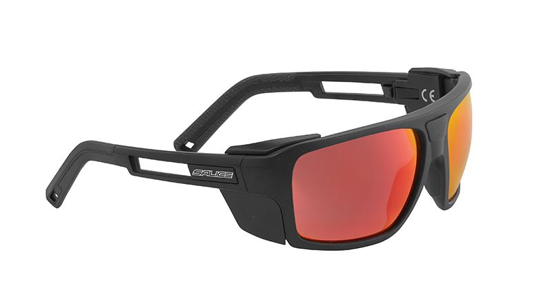 Sonnenbrille  schwarz mit Glas in der Farbe rot