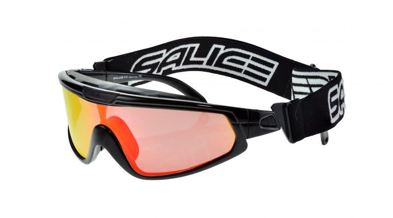 Sportbrille schwarz  Brillenglas rot